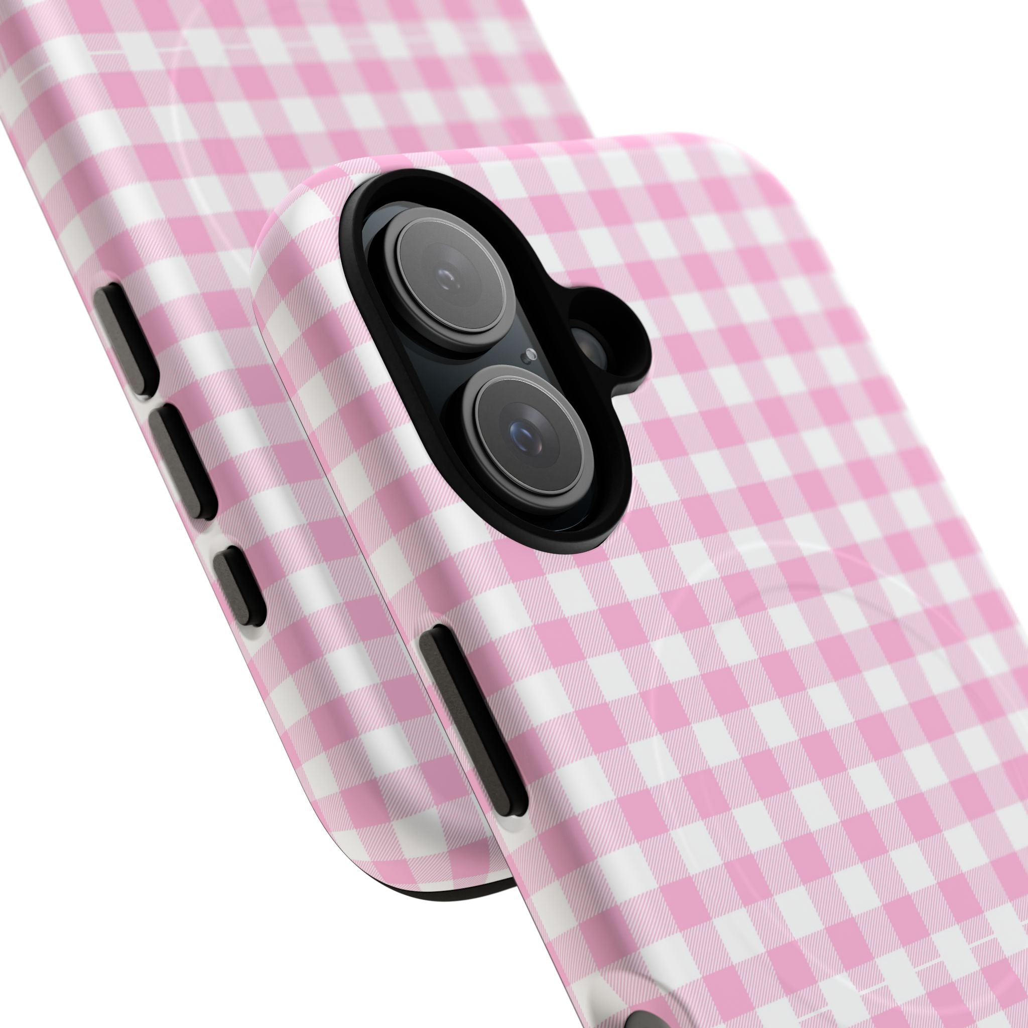 Personalisable Pink Gingham Tough Magnetic Phone Case