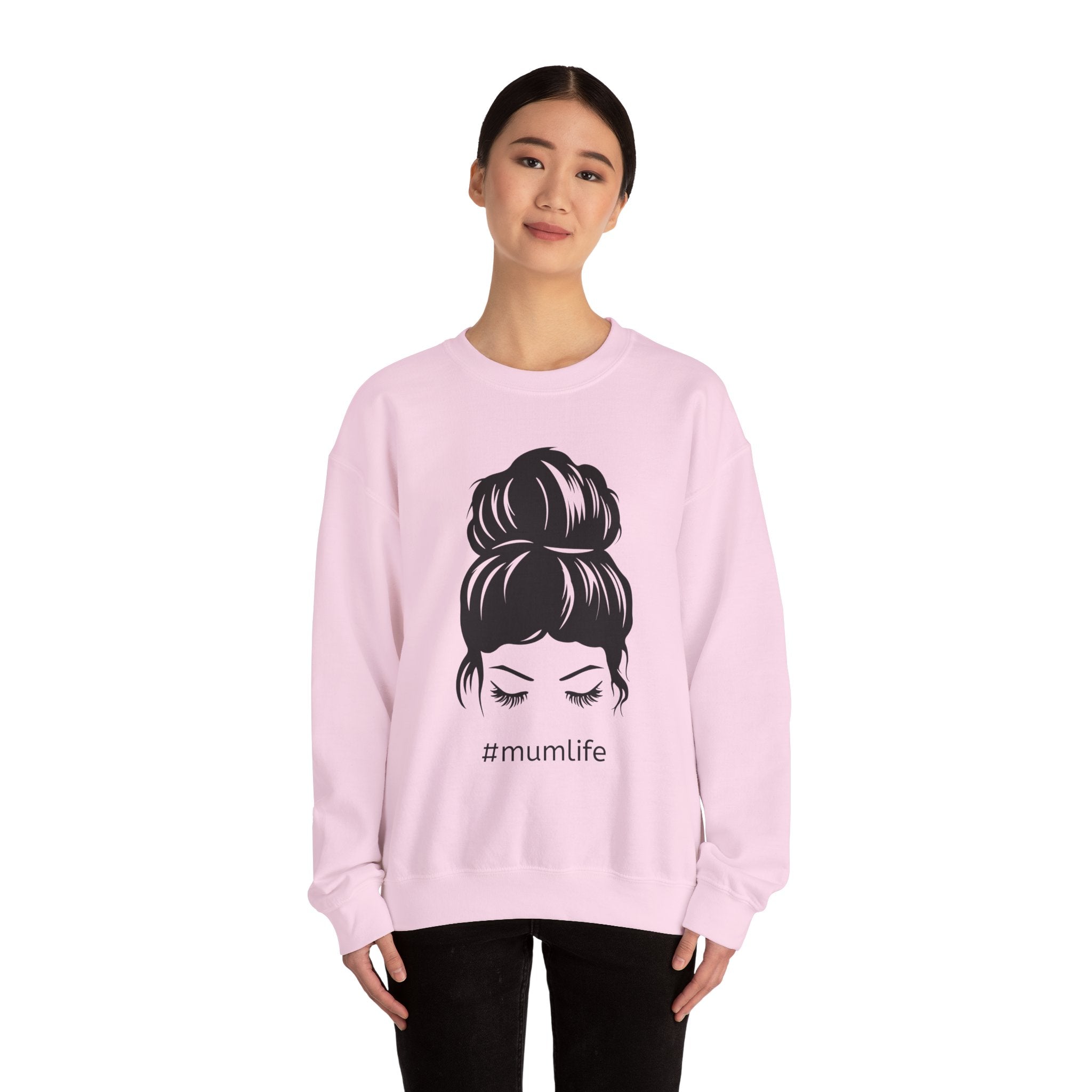 #mumlife Messy Bun Illustration Crewneck