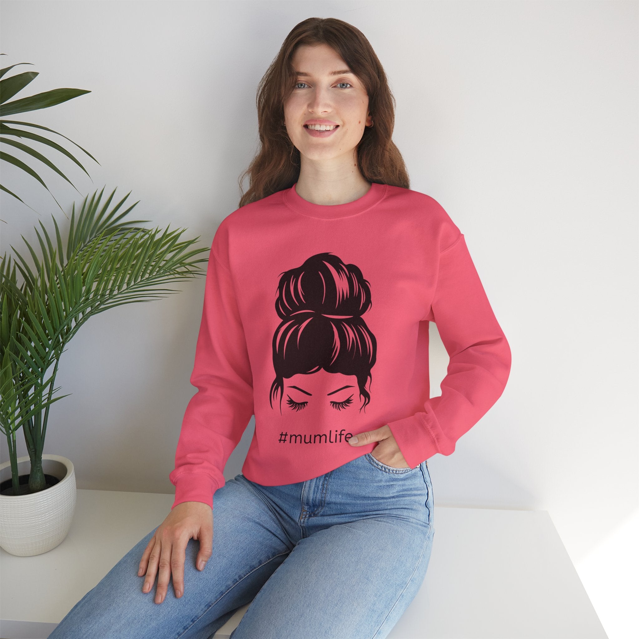 #mumlife Messy Bun Illustration Crewneck