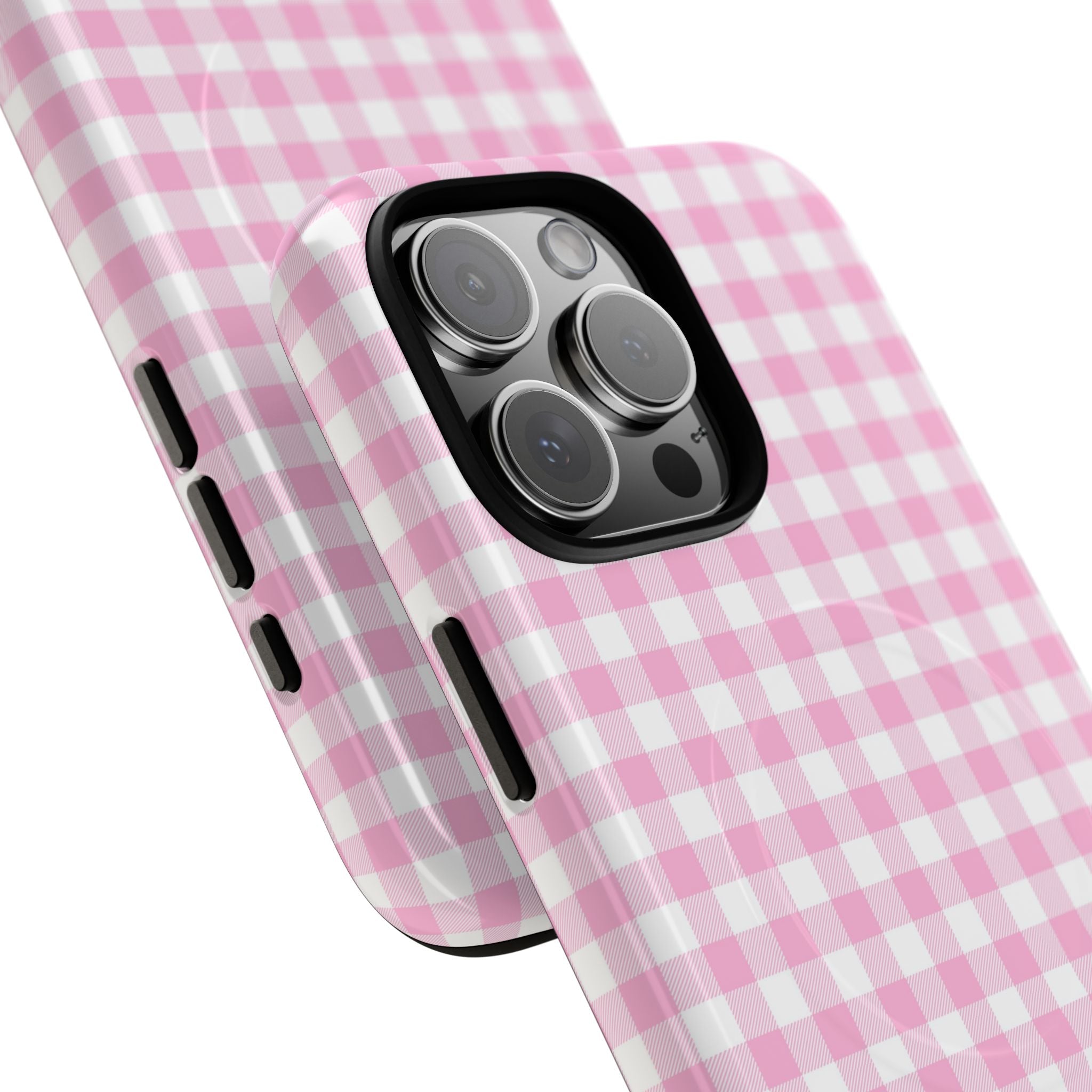 Personalisable Pink Gingham Tough Magnetic Phone Case