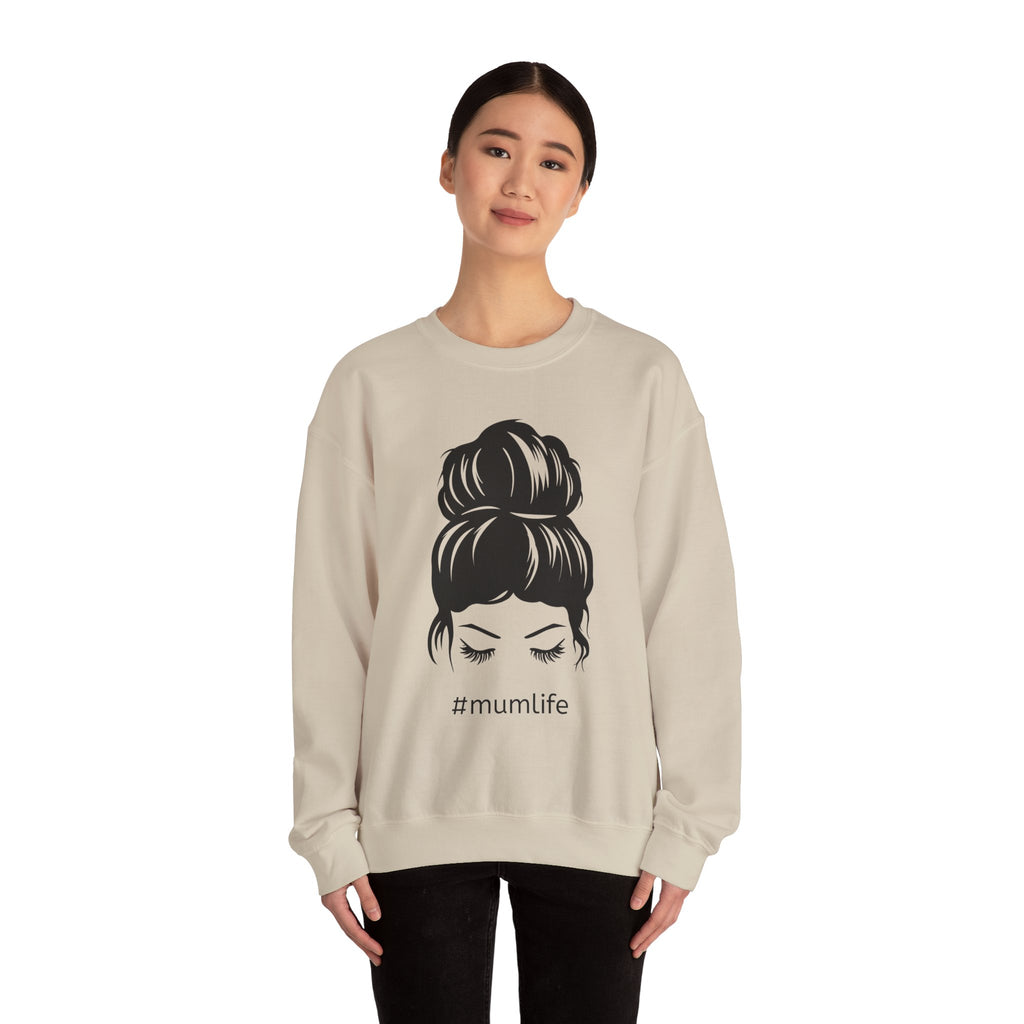 #mumlife Messy Bun Illustration Crewneck