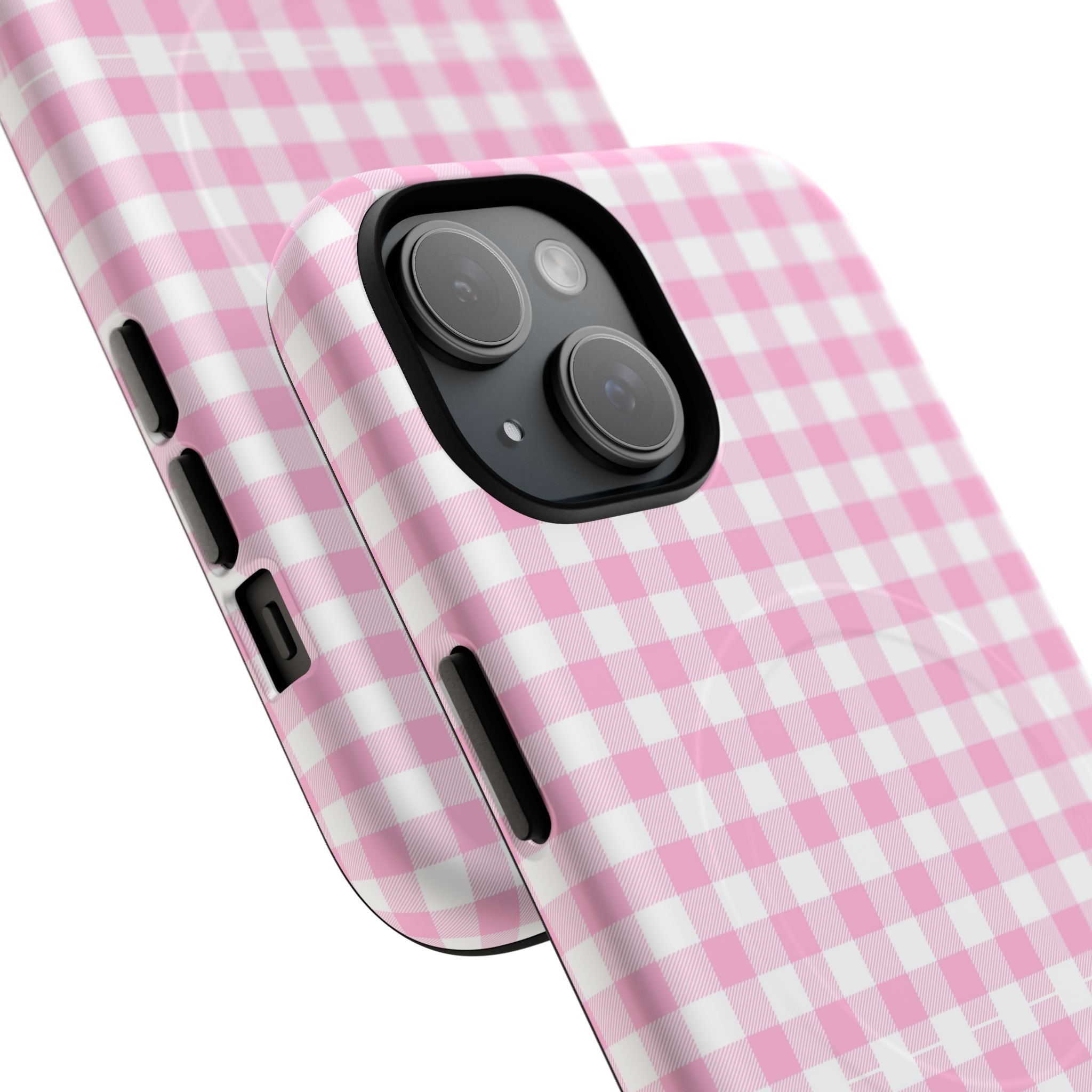 Personalisable Pink Gingham Tough Magnetic Phone Case
