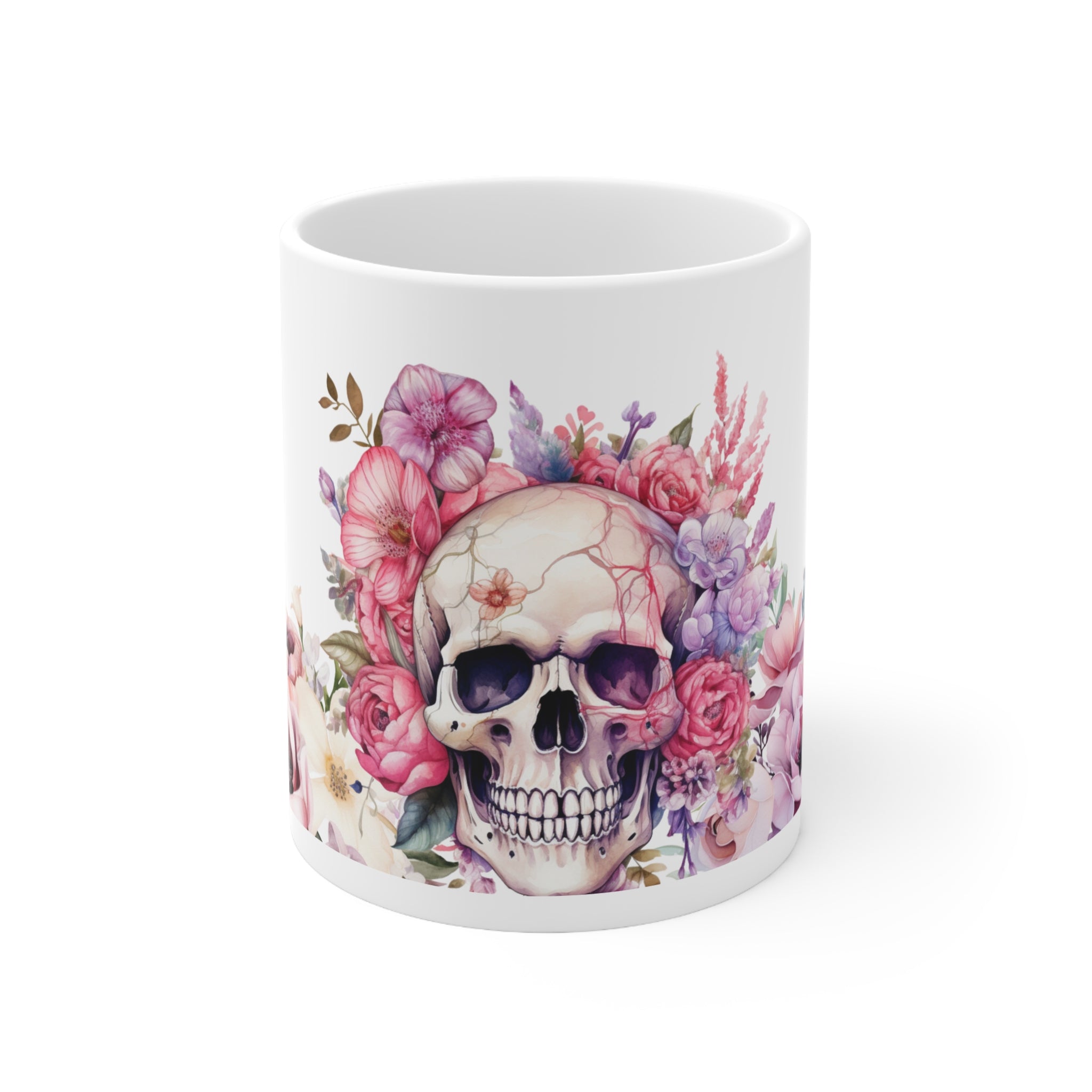 Floral Skull Ceramic Mug