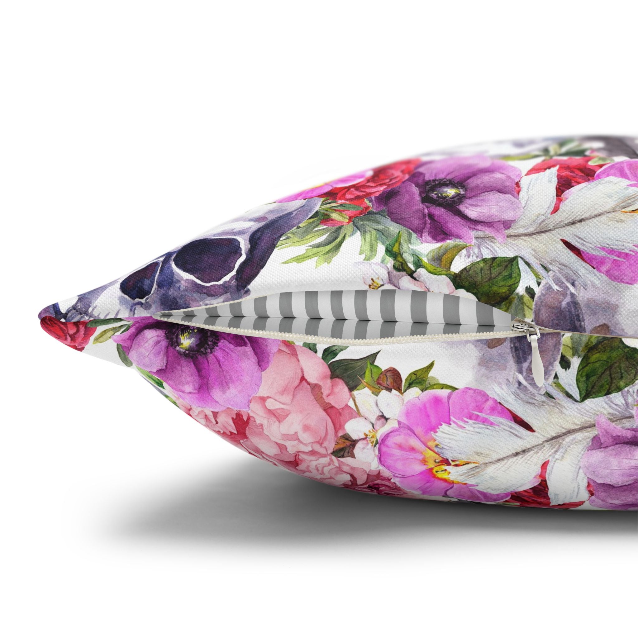 Floral Skull Square Pillowcase Cover
