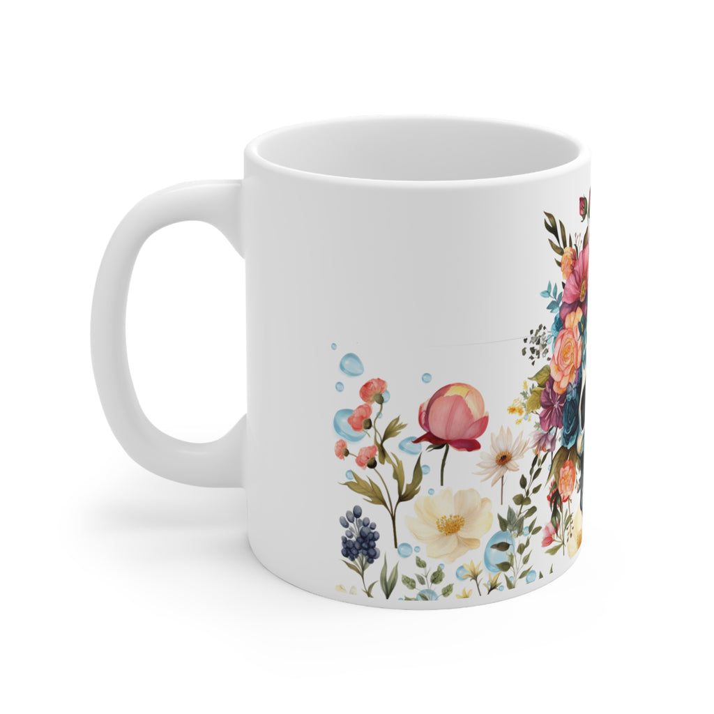 Floral Skull Coffee Mug Autumn Colours