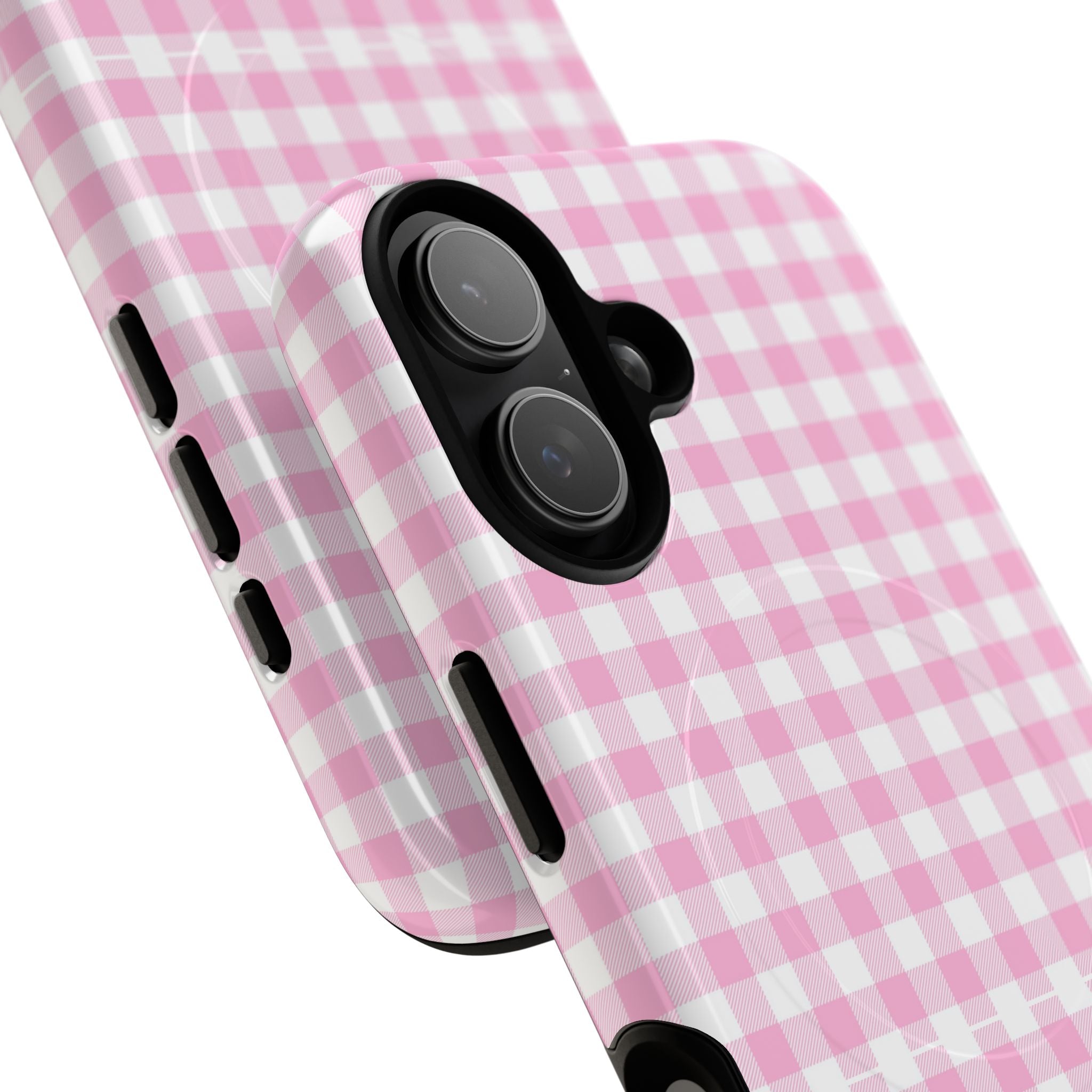 Personalisable Pink Gingham Tough Magnetic Phone Case