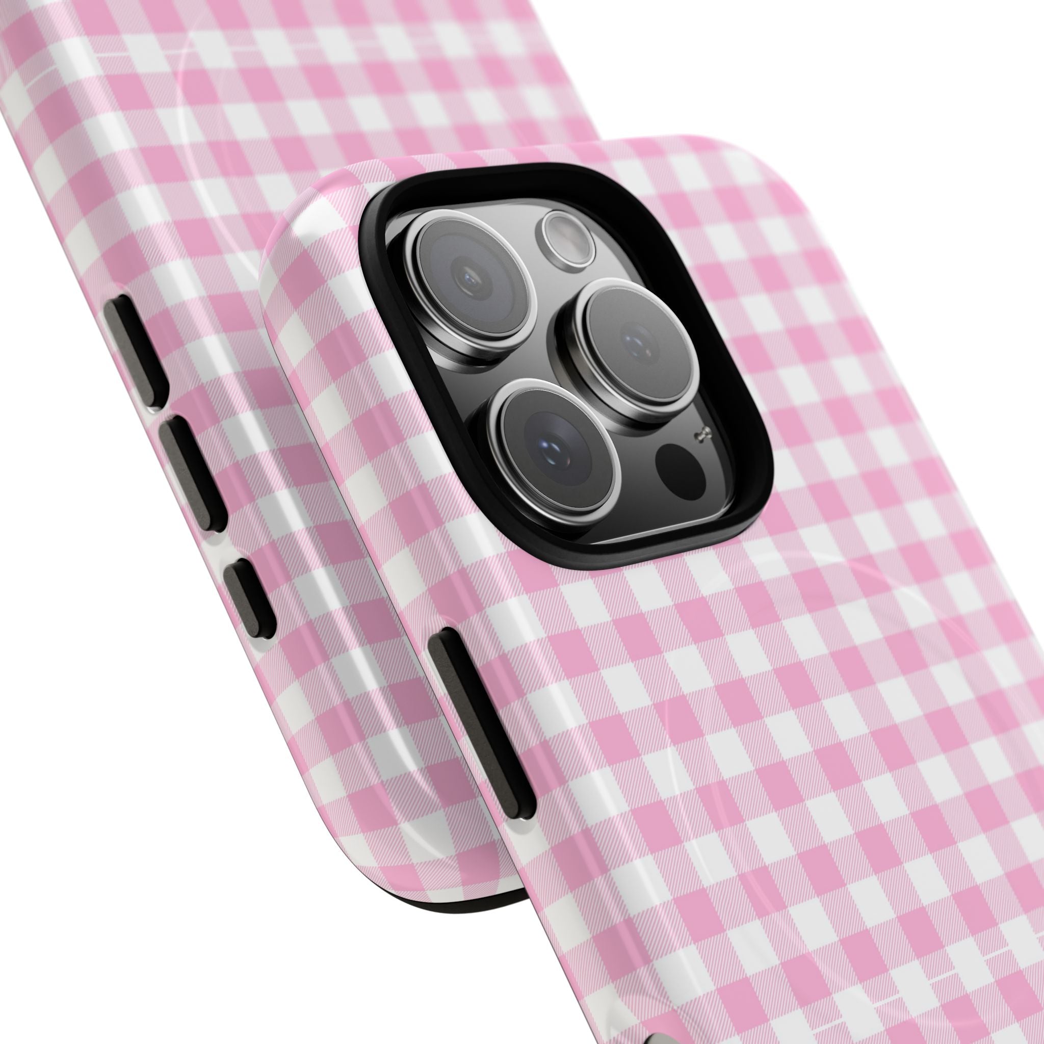 Personalisable Pink Gingham Tough Magnetic Phone Case
