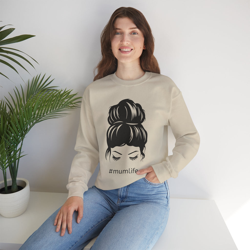 #mumlife Messy Bun Illustration Crewneck