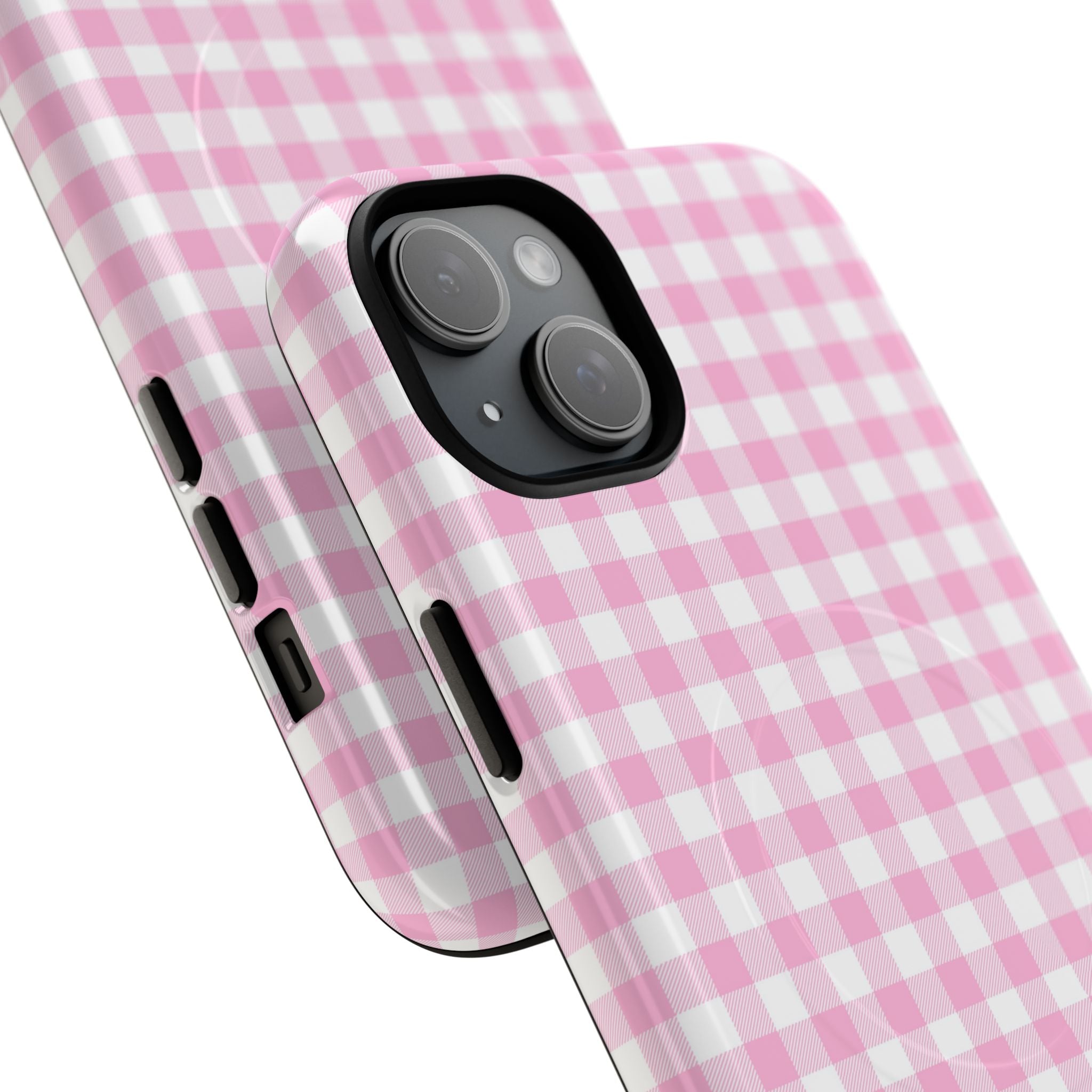 Personalisable Pink Gingham Tough Magnetic Phone Case