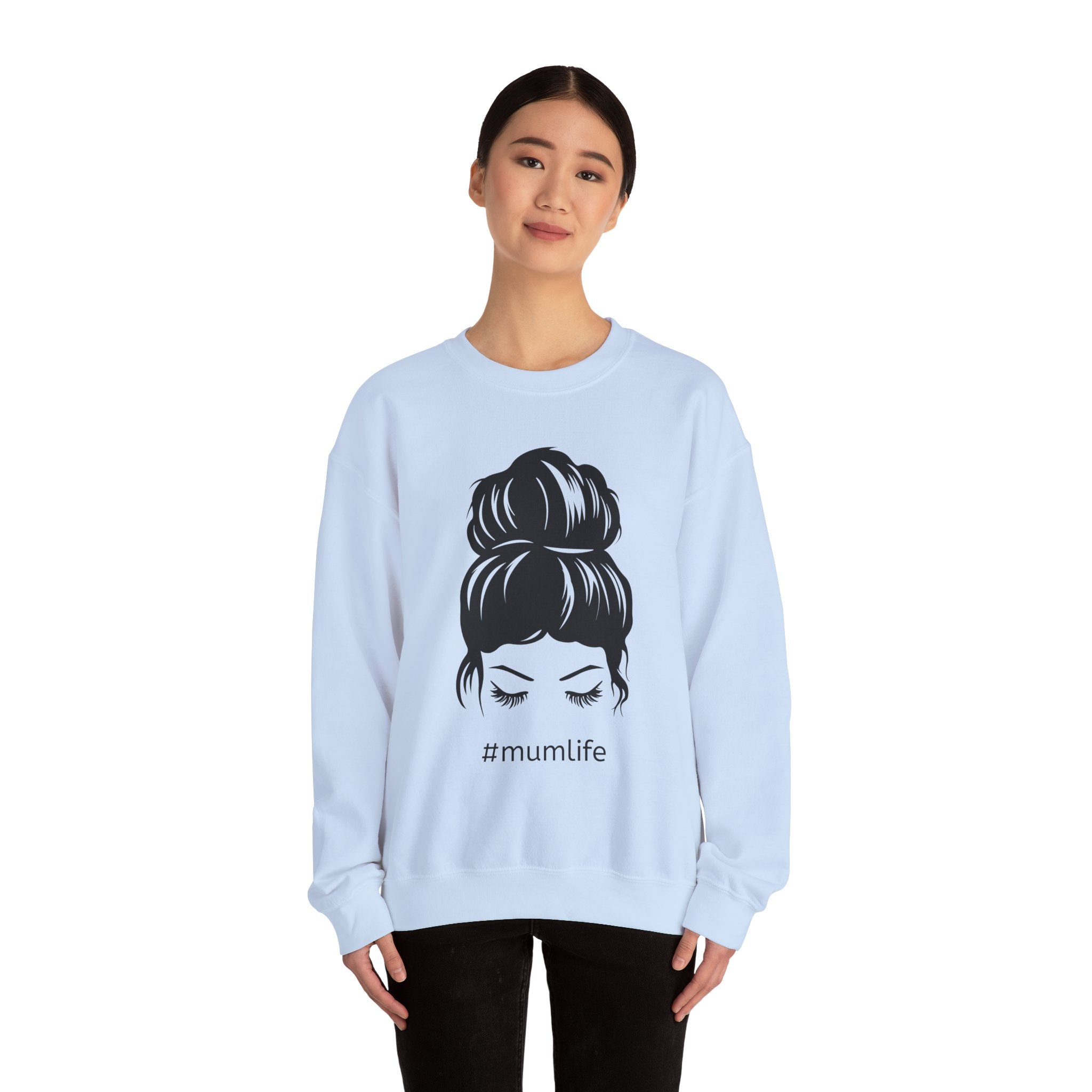 #mumlife Messy Bun Illustration Crewneck
