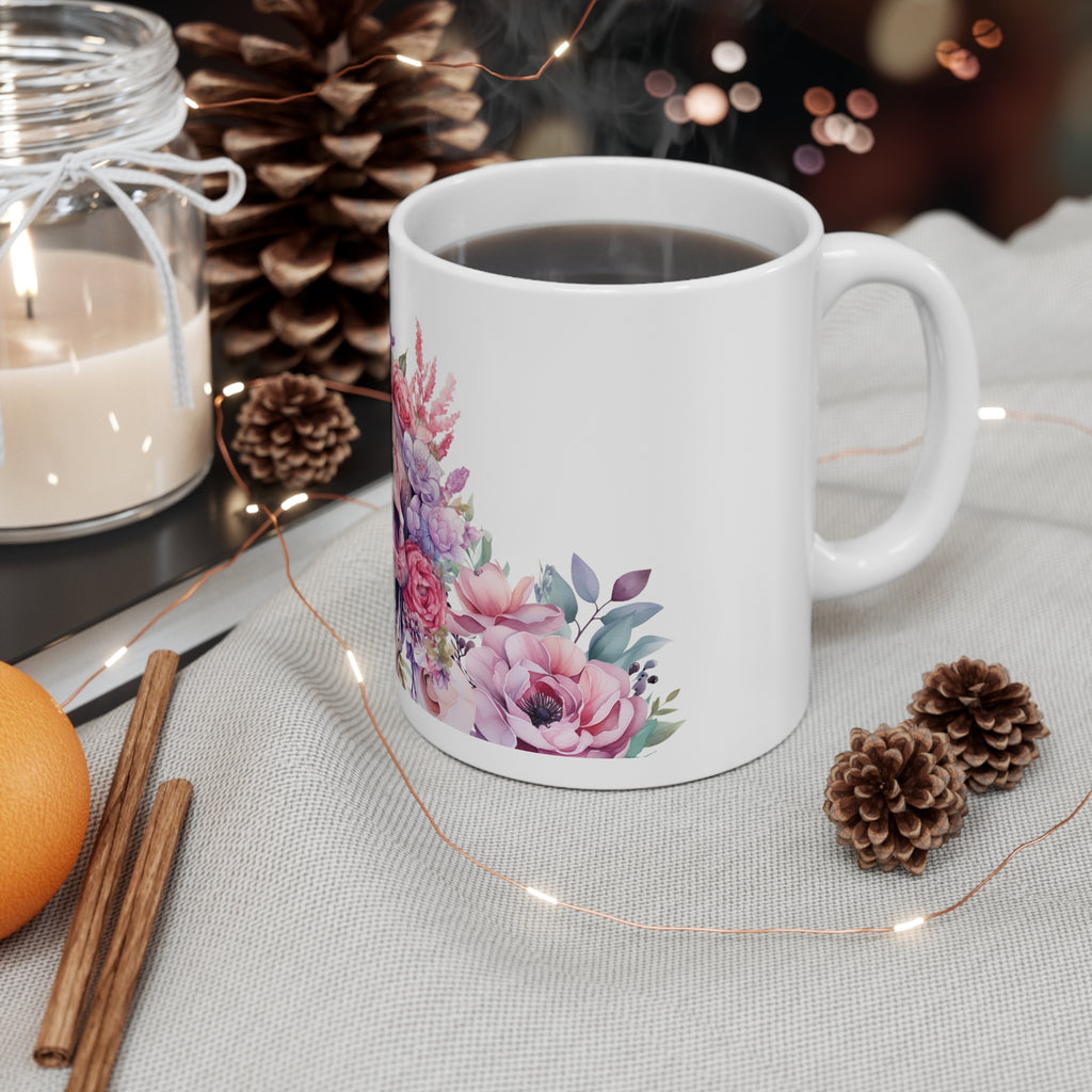Floral Skull Ceramic Mug