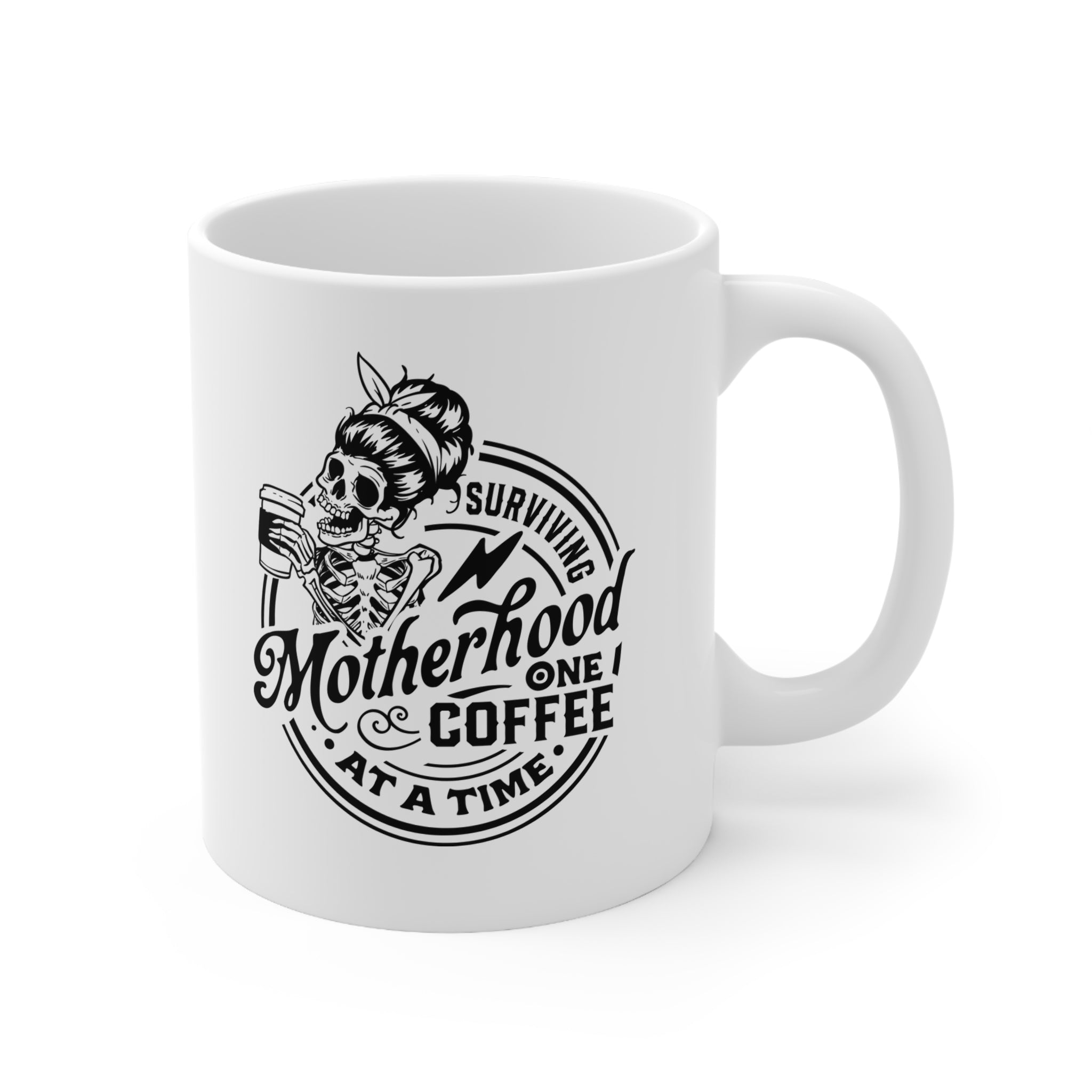 Surviving Motherhood One Coffee at a Time" Ceramic Mug