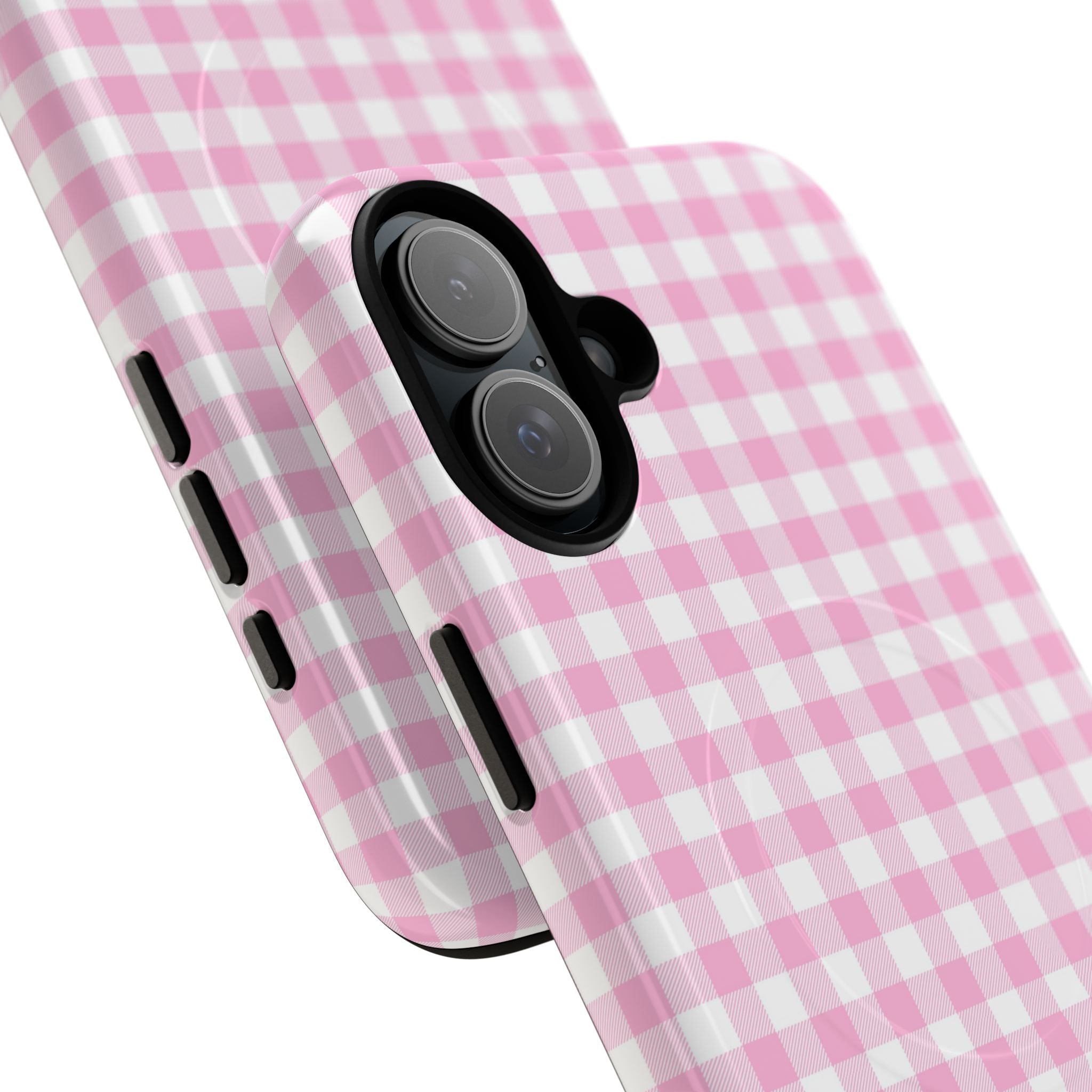 Personalisable Pink Gingham Tough Magnetic Phone Case