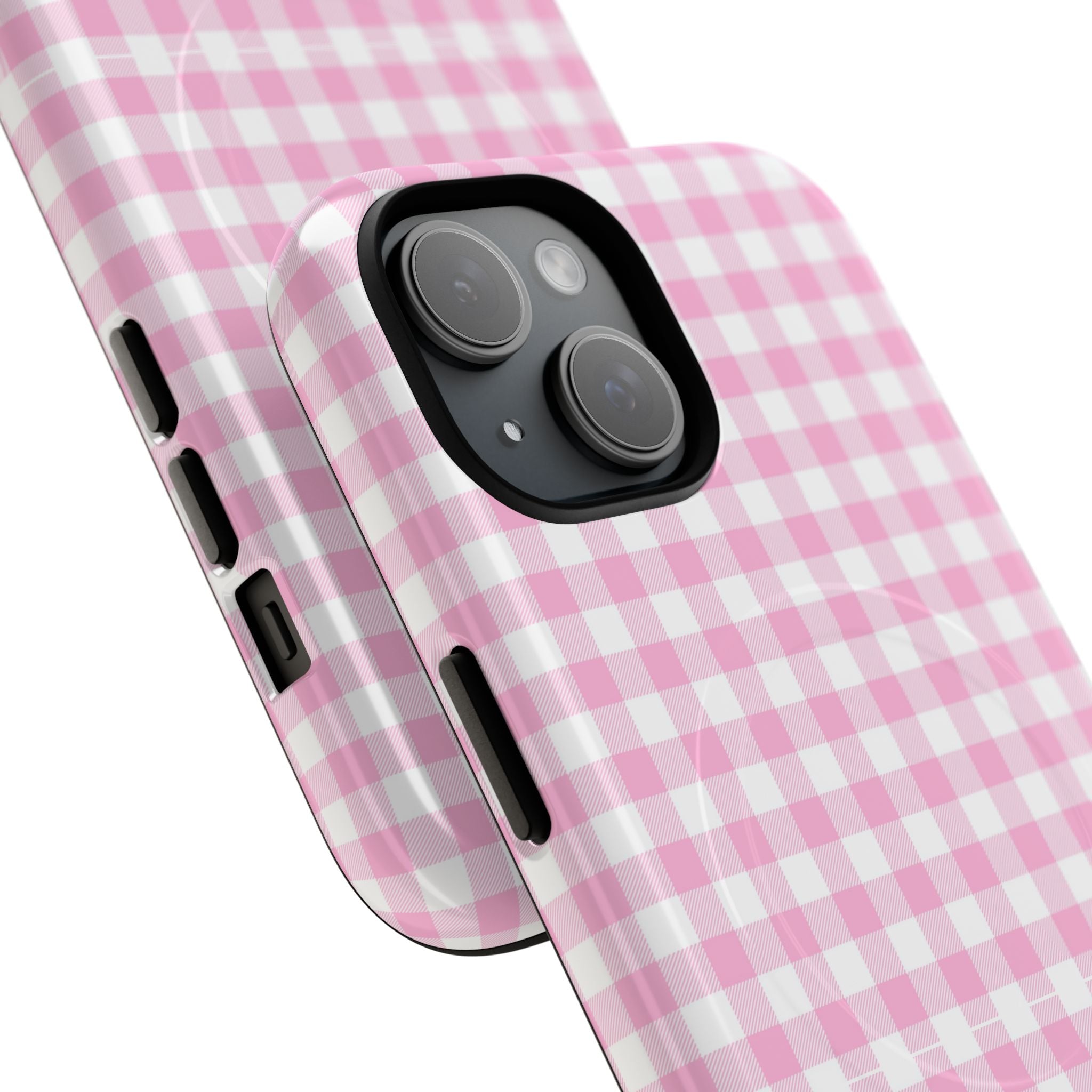 Personalisable Pink Gingham Tough Magnetic Phone Case