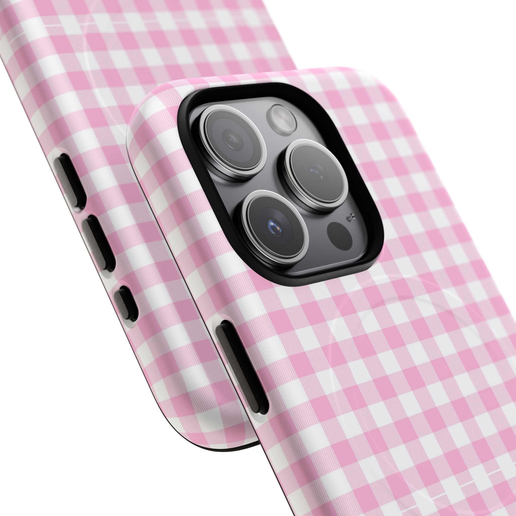 Personalisable Pink Gingham Tough Magnetic Phone Case