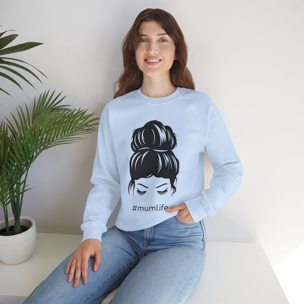 #mumlife Messy Bun Illustration Crewneck