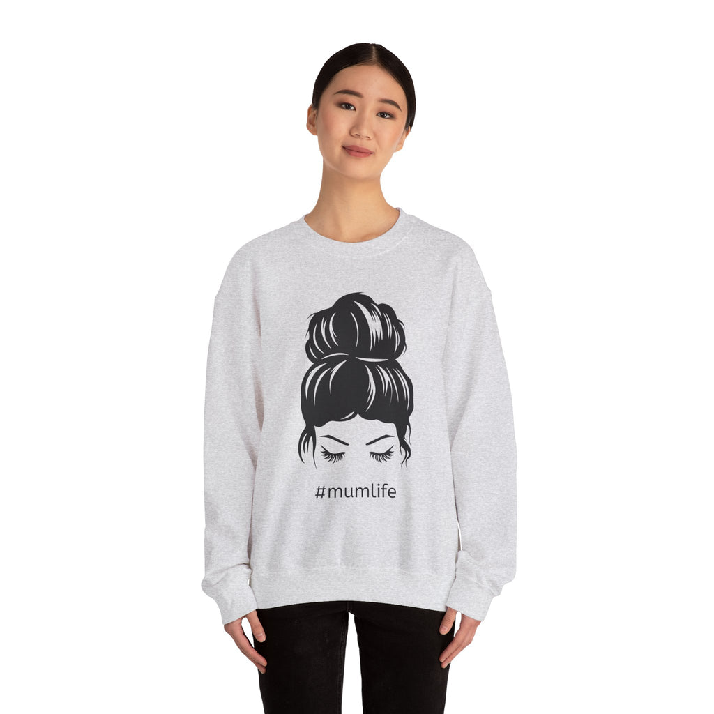 #mumlife Messy Bun Illustration Crewneck