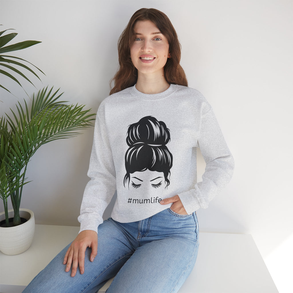 #mumlife Messy Bun Illustration Crewneck
