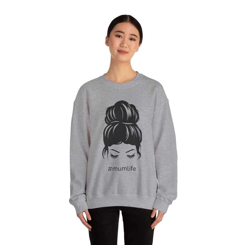 #mumlife Messy Bun Illustration Crewneck