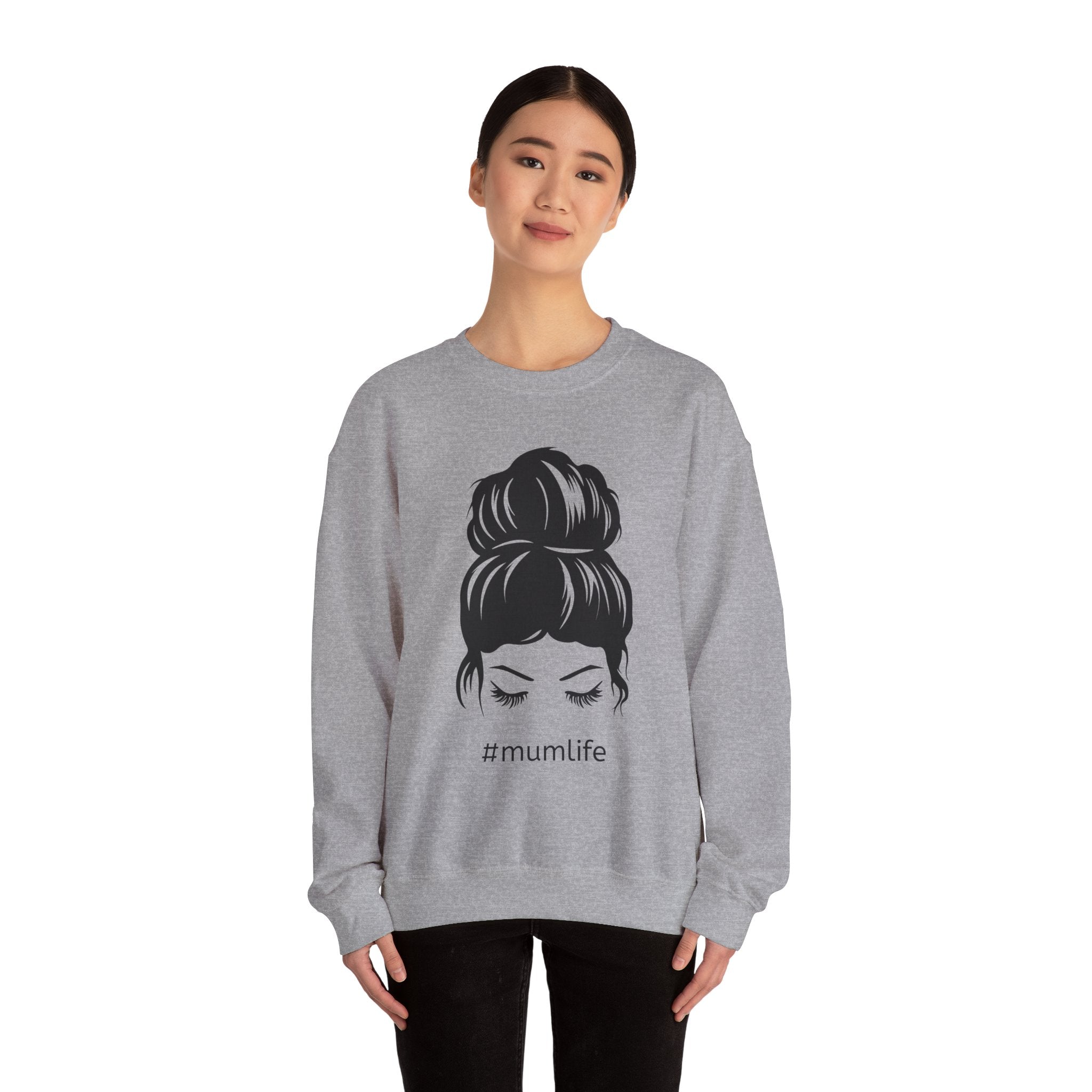 #mumlife Messy Bun Illustration Crewneck