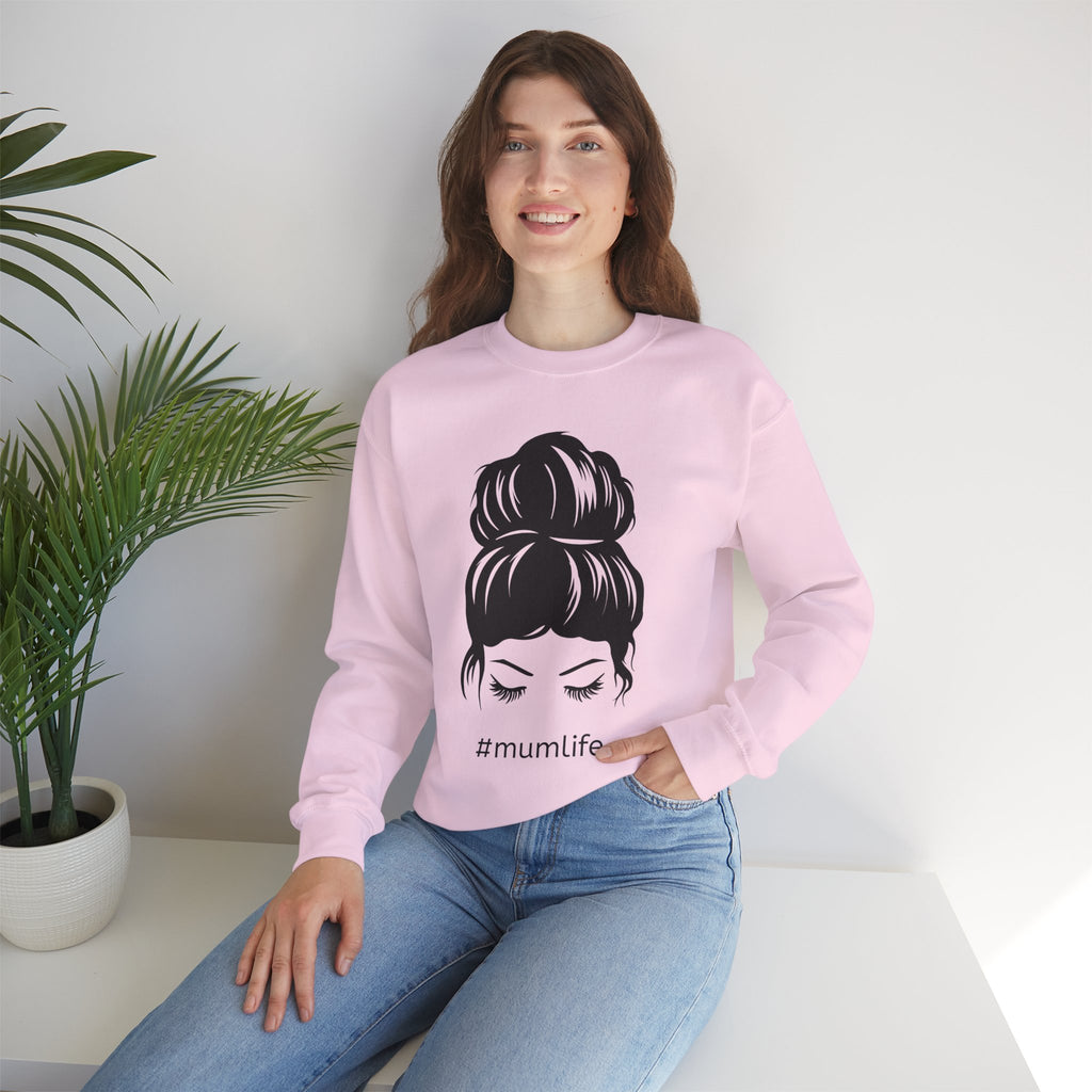 #mumlife Messy Bun Illustration Crewneck