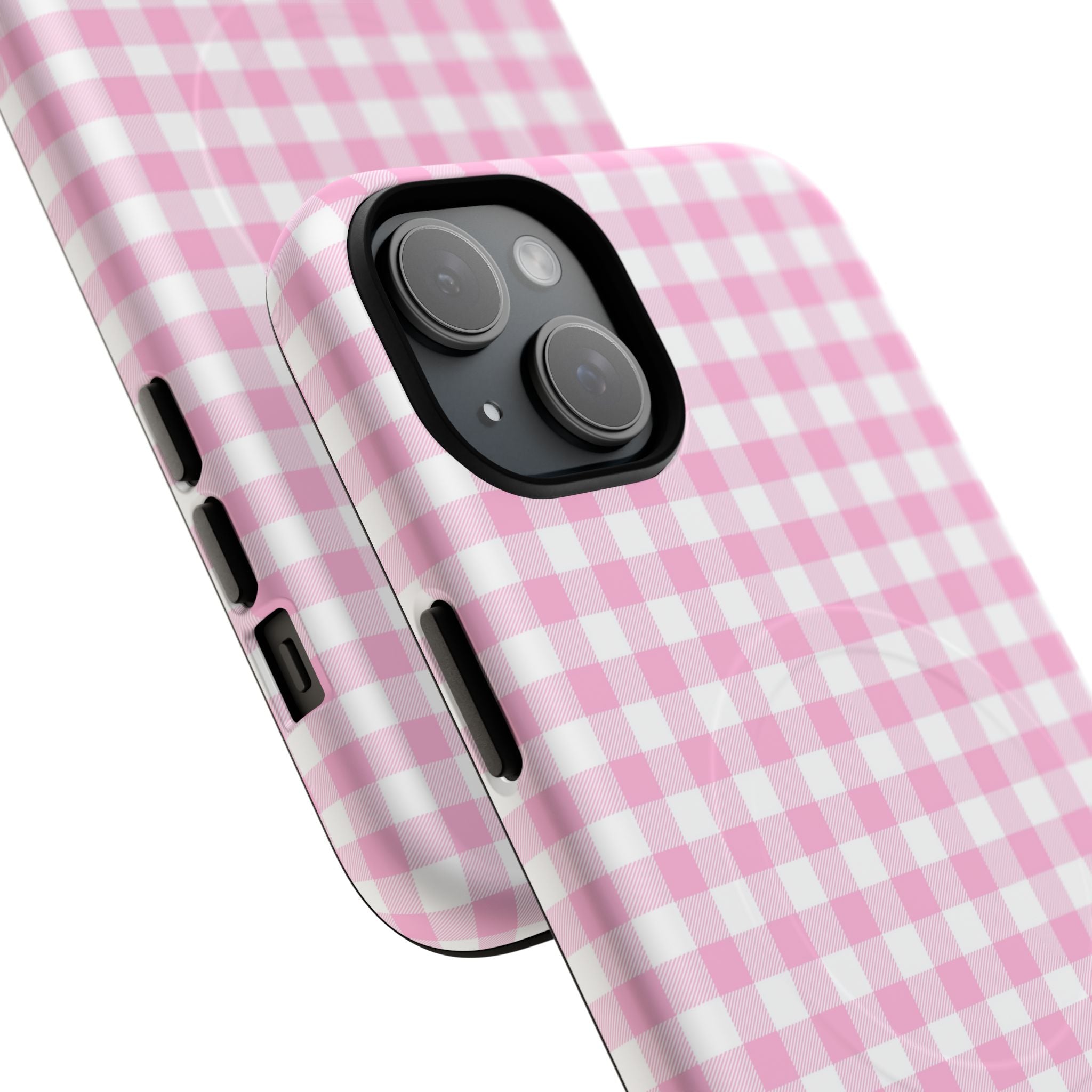 Personalisable Pink Gingham Tough Magnetic Phone Case