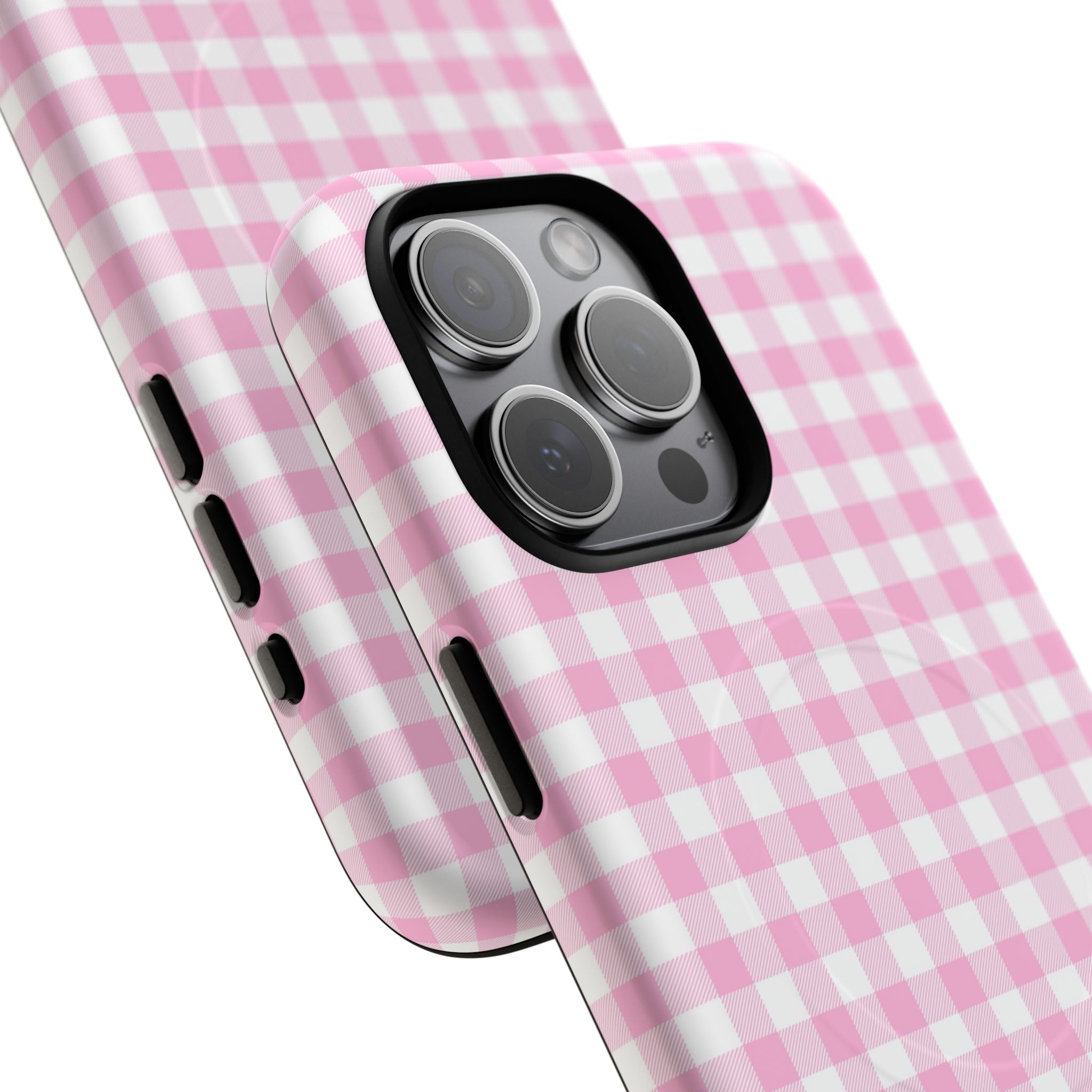 Personalisable Pink Gingham Tough Magnetic Phone Case