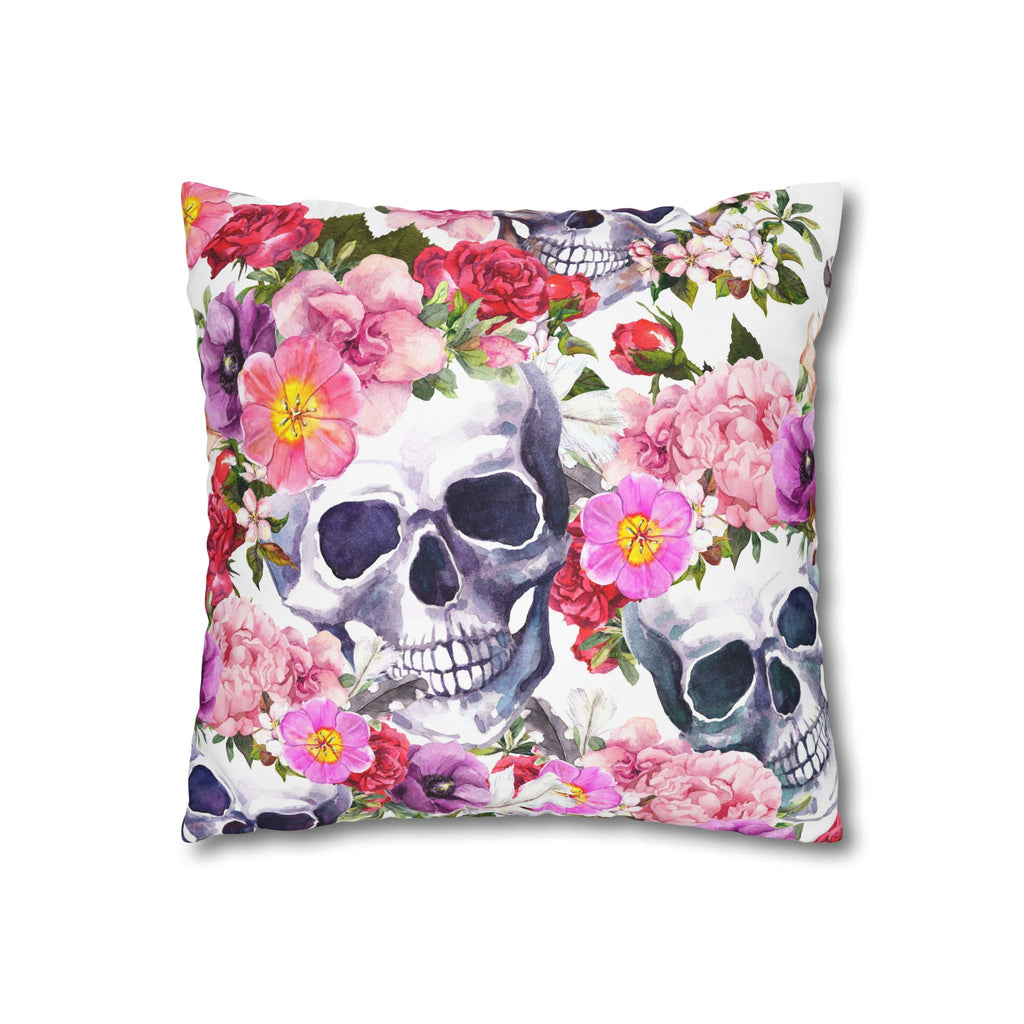 Floral Skull Square Pillowcase Cover